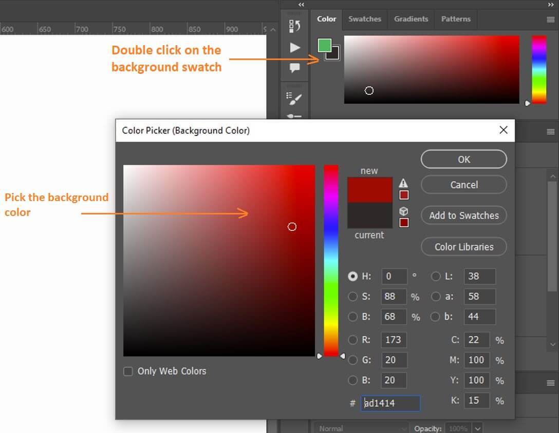 Use color swatch to add background color