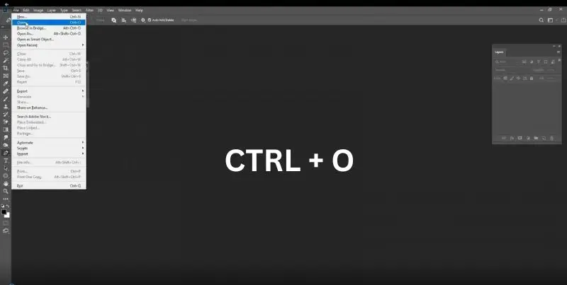 Press Ctrl + O to open image in photoshop