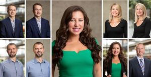 Professional headshot examples: a series of photos of a man and woman in a formal look in one frame.