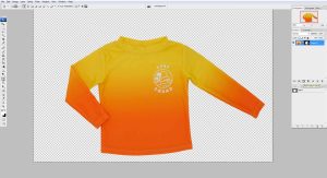 Yellow-to-orange gradient long-sleeve shirt on Photoshop workspace with a transparent background showing how to mask an image in Photoshop