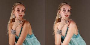 Why digital photo retouching is important. Before and after retouching image of a girl.