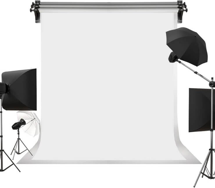 setting up the white backdrop