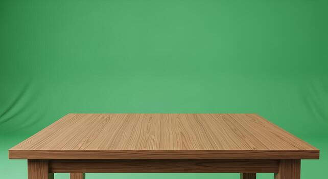 Product Photography Setup with Wooden Table and Green Background