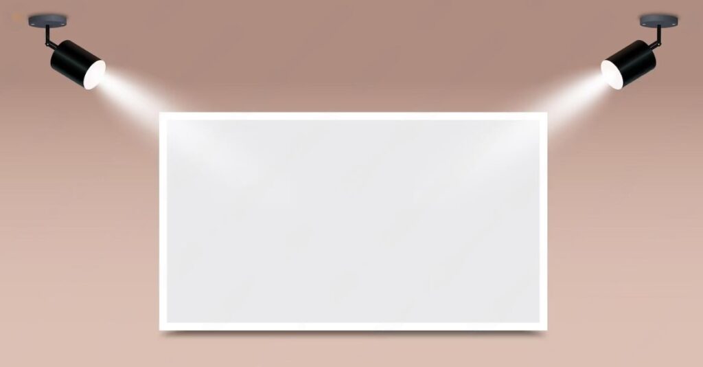 Light Reflector or Foam Board with Studio Spotlights Background