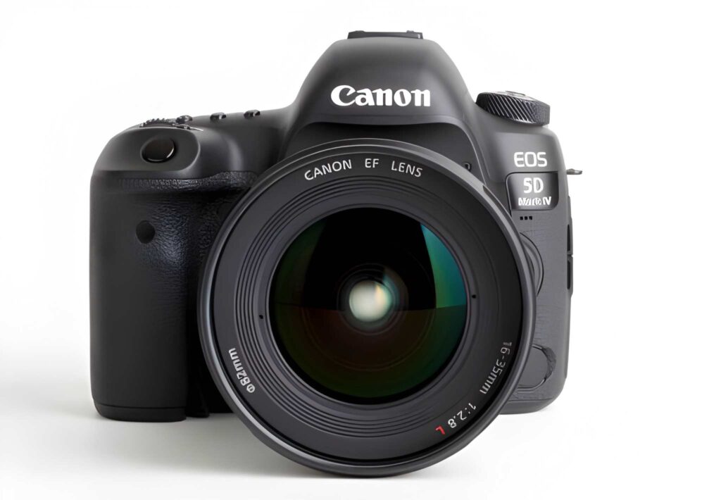 Canon 5d mark iv camera in white background