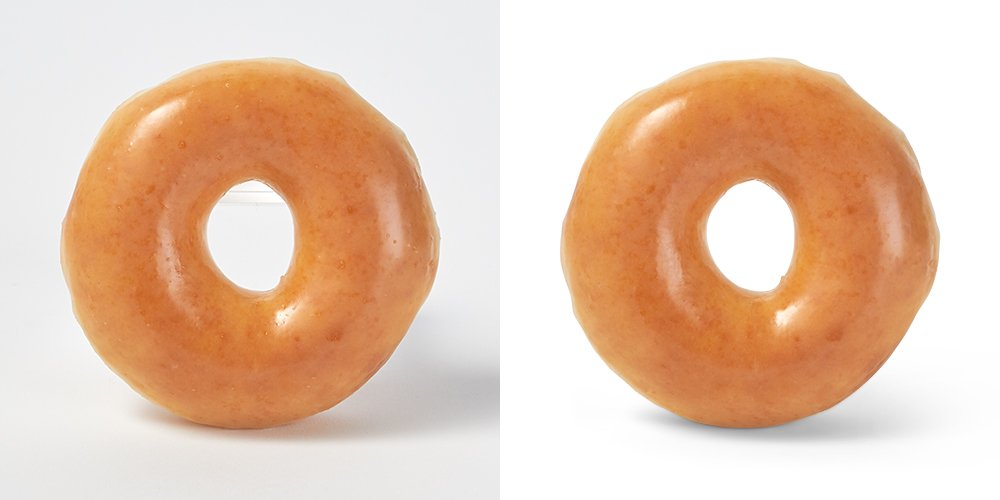 Before and after of donut with and without background