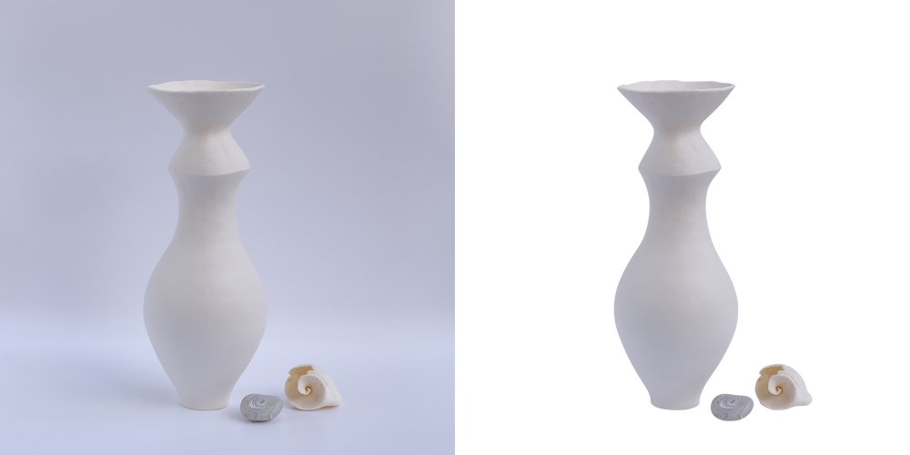 Before after image of flower vase