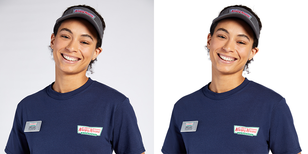 Photo example for Photoshop tricks demonstrating logo enhancement and uniform detail editing on branded apparel.