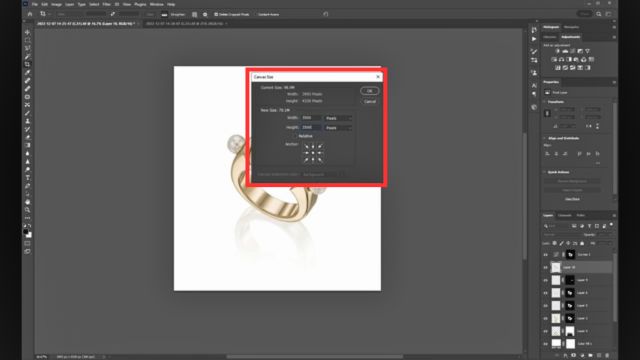 Convert the canvas size to a square such as 3500 x 3500 px