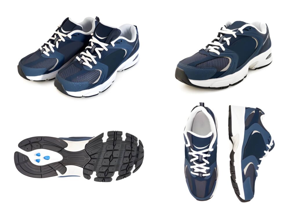 Athletic running shoes photographed from multiple angles for eCommerce and product display